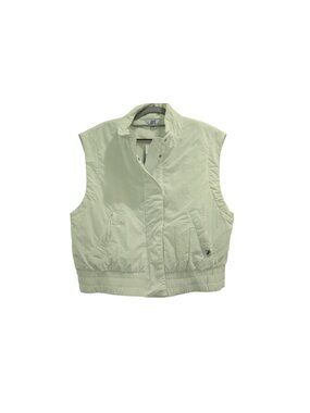 NWT JoyLab Cropped Fit Mock Neck Snap Front Vest Sz M White Lightweight Pockets